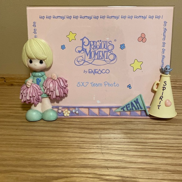 Precious Moments Cheerleader Photo Clear Acrylic Frame Photo SZ 5x7. Vintage NIB - Picture 3 of 3